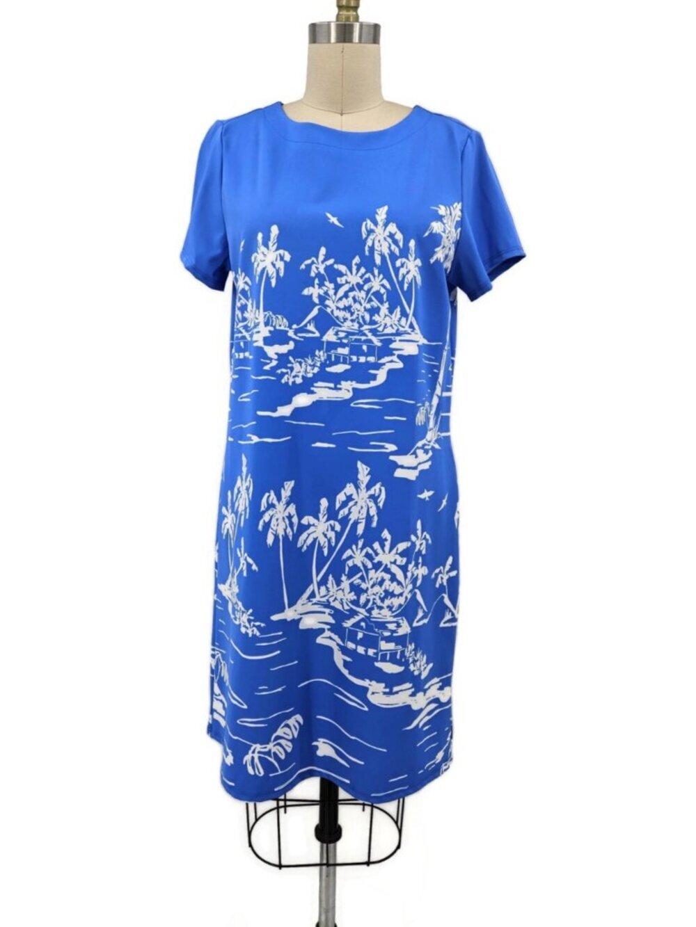 Jude Connally Ella Island Grand Harbor Dress Womens M Blue Short Sleeve Shift